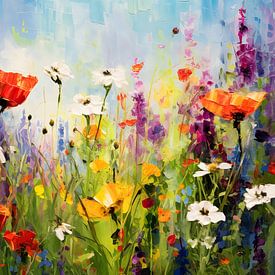 Kleurige bloementuin impressionisme, veldbloemen, zaaimengsel van Jan Bechtum