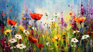 Jardin de fleurs coloré, impressionnisme, fleurs sauvages, mélange de graines