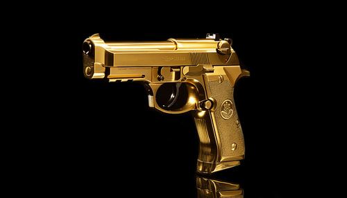 Gouden pistool 9mm panorama