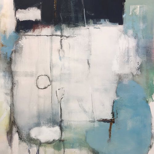 Modernes Abstraktes in Weiß, Blau und Schwarz