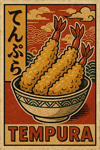 Retro Tempura Poster - Vintage japanische Garnele Kunstdruck