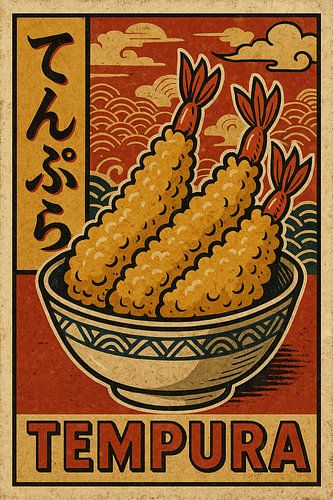 Retro Tempura Poster – Vintage Japanese Shrimp Art Print