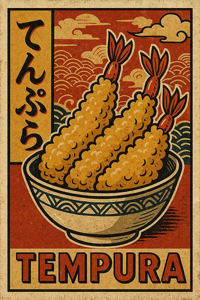 Retro Tempura Poster – Vintage Japanese Shrimp Art Print by Travel Shop