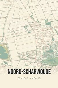 Vintage landkaart van Noord-Scharwoude (Noord-Holland) van Rezona
