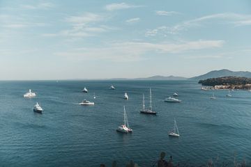 Sailing ships in blue sea | Travel photography fine art photo print | Greece, Europe by Sanne Dost