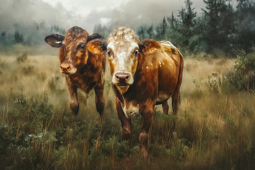 Des vaches dans la forêt sur Marjolein Deelen