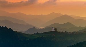 Sonnenaufgang bei Sveti Andrej, Slowenien
