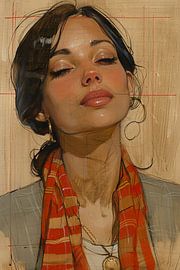 Elegant woman with colourful scarf by Art & Soul Creations