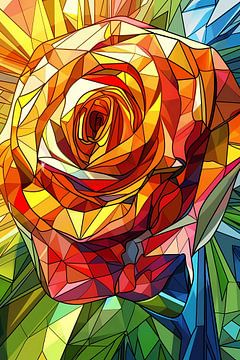 Abstract kleurrijk schilderij van een roos van Art & Soul Creations