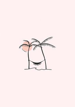 THE SUN COMES UP - Palmboom en Hangmat Illustratie van DutchDreamDesigns