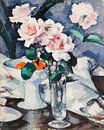 Roze rozen in een glazen vaas, Samuel John Peploe van Meesterlijcke Meesters thumbnail