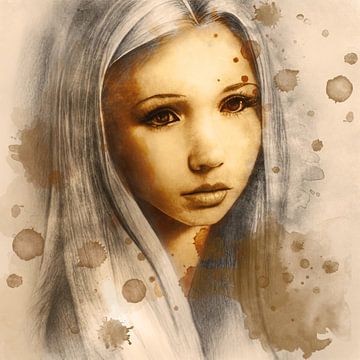 Coffee-coloured portrait of a girl