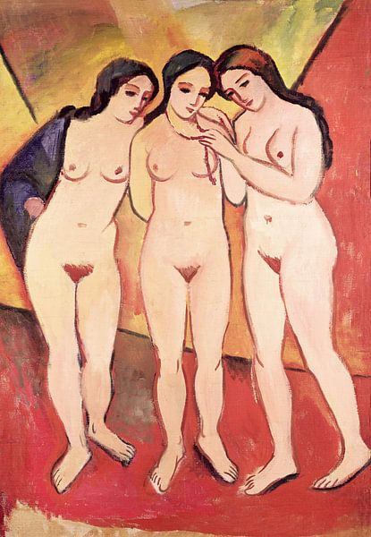 August Macke,Three naked girls by finemasterpiece