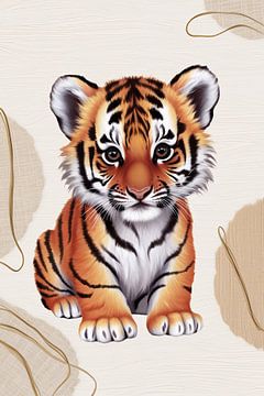 Schattige tijgerwelp digitale kunst van Art & Soul Creations