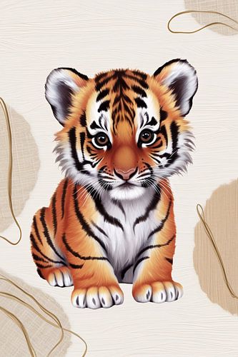 Schattige tijgerwelp digitale kunst