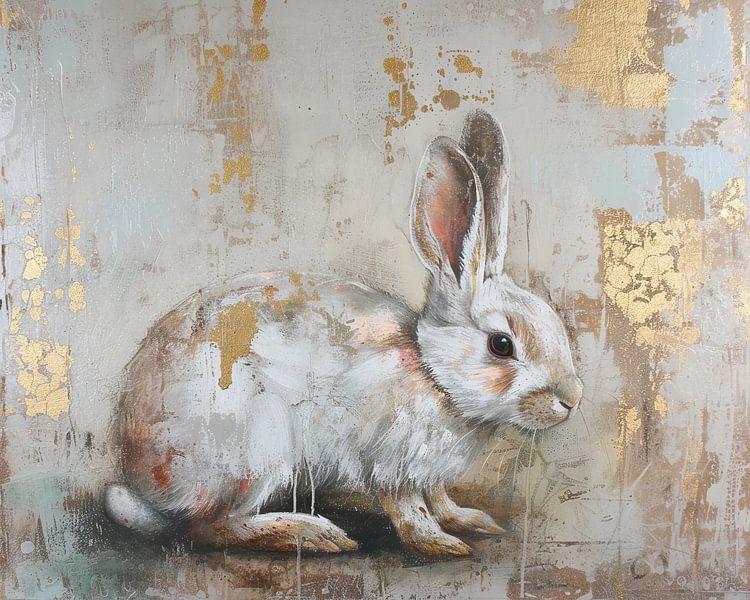 Malerei Kaninchen Gold von Kunst Laune
