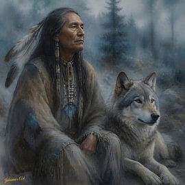 De wolf en de sjamaan van Johannas Art Creations