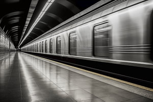 Ein Schwarz-Weiß-Foto einer U-Bahn