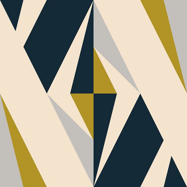 Retro geometry  with triangles in Bauhaus style in mustard yellow 3 by Dina Dankers
