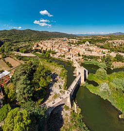 Medieval village with a fortified bridge, Pont de Besalú by Rene van der Meer
