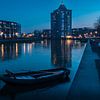 Apeldoorn pencil in blue hour with boat by Bart Ros