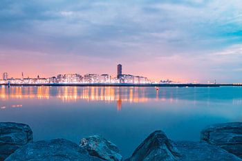 The skyline of Ostend taken from the Eastern Breakwater