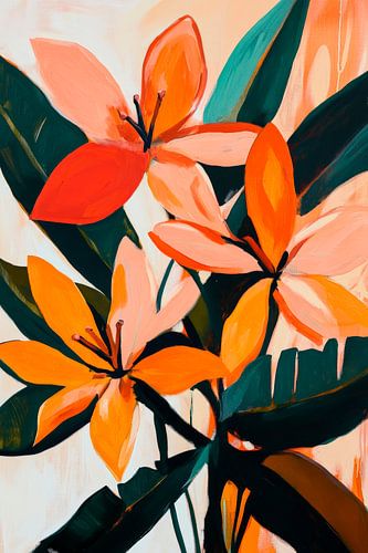 Kleurrijk bloemenschilderij in een moderne stijl