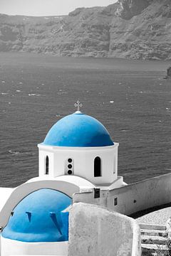 Blue dome of church on Santorini, Greece by Jan Fritz