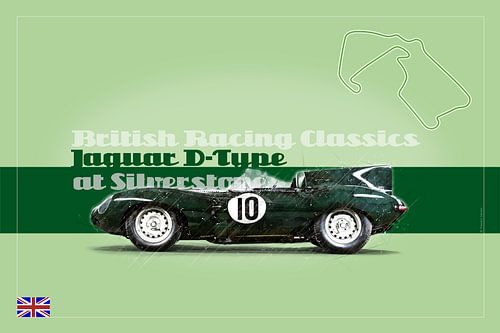 Jaguar D-Type in Silverstone, Engeland