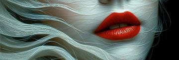 Portret Rode Lippen | Crimson Whisper van Kunst Kriebels