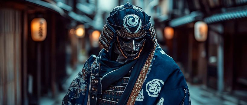 Samoerai in traditioneel harnas - Dramatisch van Poster Art Shop