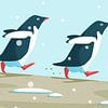 Pingouins sur une plage enneigée sur Eduard Broekhuijsen
