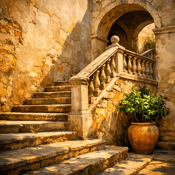 Mediterranean Sun – Ancient stone steps in the golden evening light