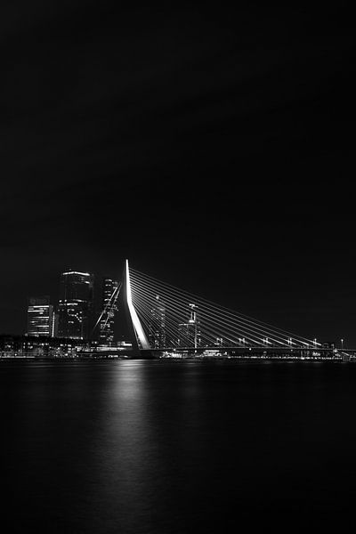 Pont Erasmus Rotterdam en noir et blanc par vanrijsbergen