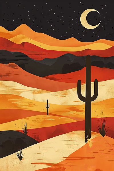 Desert landscape illustration by Poster Art Shop