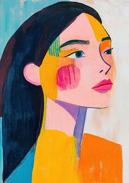 Pastel Vrouw | Kleurrijk Vrouwen Portret van De Mooiste Kunst