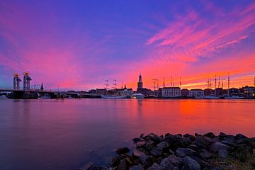 Kampen during purple red sunset by Anton de Zeeuw