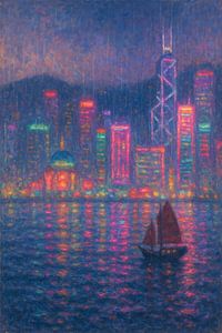 Neon Reflections Hong Kong - Victoria Harbour bei Nacht
