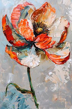 Abstract flower with vibrant orange and white colours by Art & Soul Creations