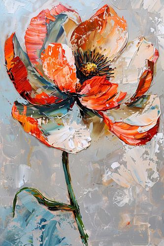 Abstracte bloem met levendige oranje en witte kleuren