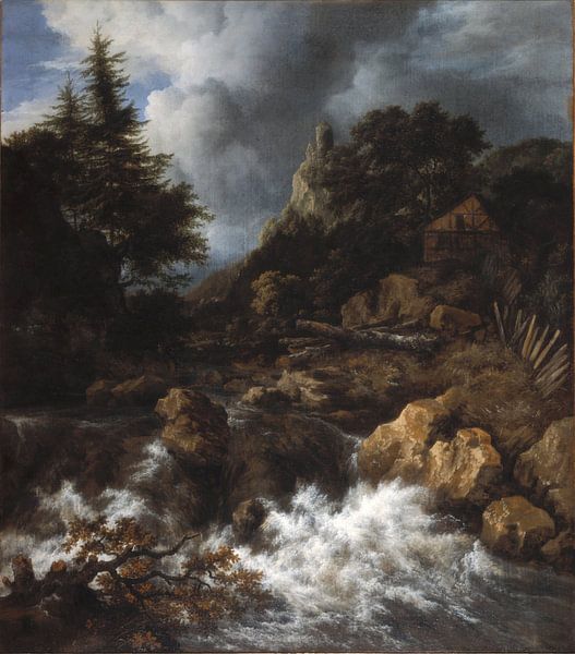 Jacob van Ruisdael - Waterval in een bergachtig noordelijk landschap van 1000 Schilderijen
