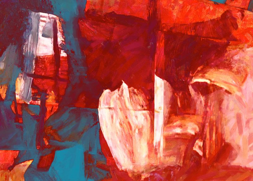 Red abstract with a touch of blue by Nop Briex