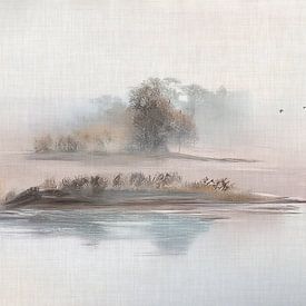 ZEN ART: Ruhige, neblige Heidelandschaft von Studio Pieternel