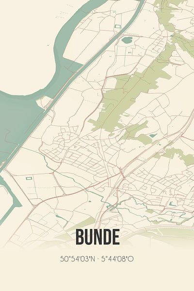 Carte ancienne de Bunde (Limbourg) par Affiches de lieux