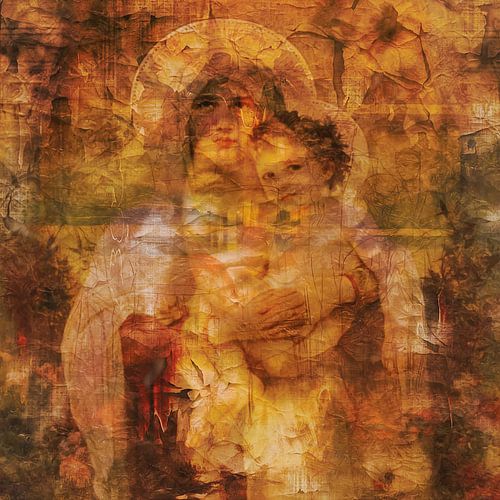 Klassiek collage met Madonna en kind