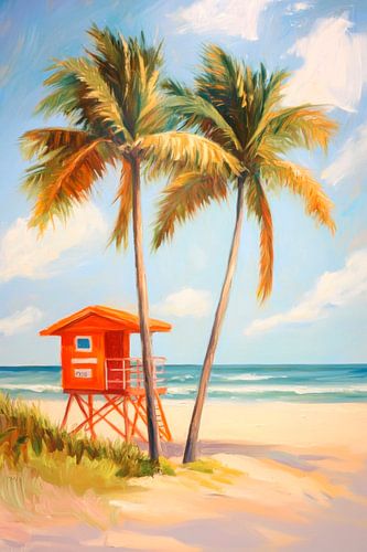 Maison de plage bordée de palmiers