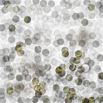 Abstract grijs bubbels met geel van Maurice Dawson