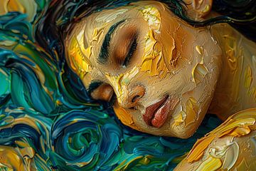 schilderachtig beeld vrouw in van Goghkleuren van Egon Zitter