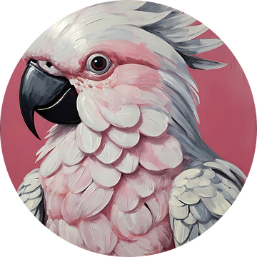Roze papegaai modern realistisch olieverfportret van De Muurdecoratie