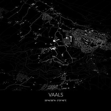 Zwart-witte landkaart van Vaals, Limburg. van Rezona